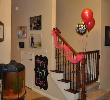 Chalkboard and Tulle on Staircase