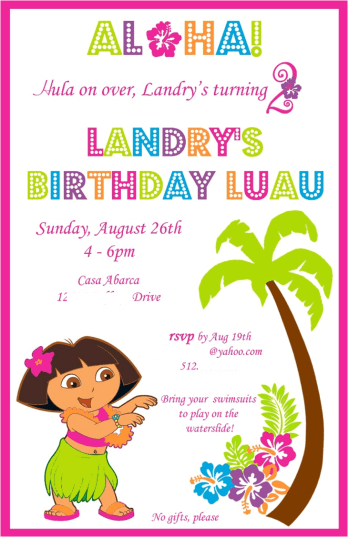 Dora Luau Invitation