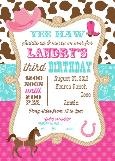 Cowgirl 3rd Birthday Invite | noiinClare.com