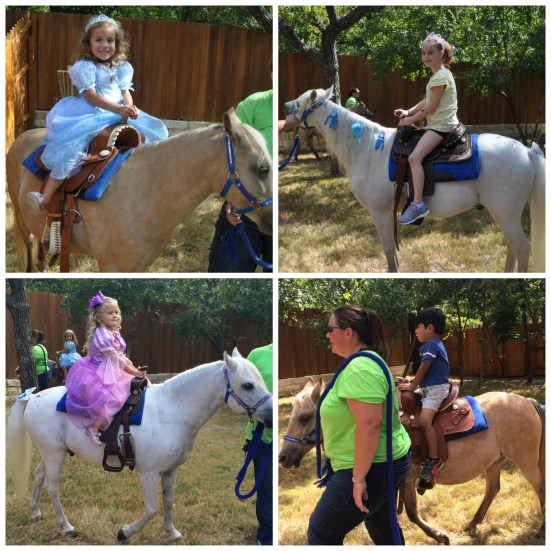 Landry on her favorite horse, Shimmer, along with Amber, Scarlett, and Abraham